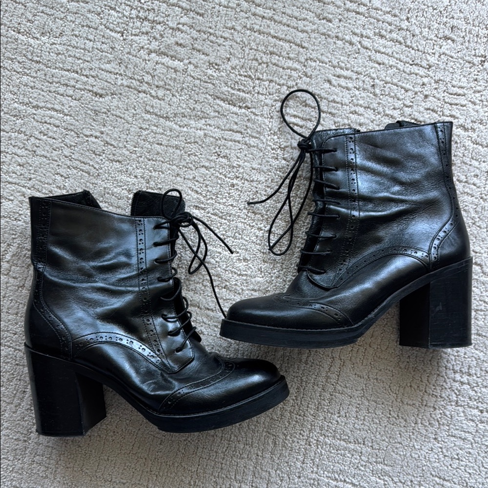 Black Leather Ankle Boots
